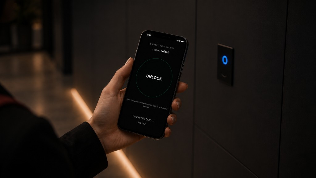 Time Locker app authorising unlock at the wall interface