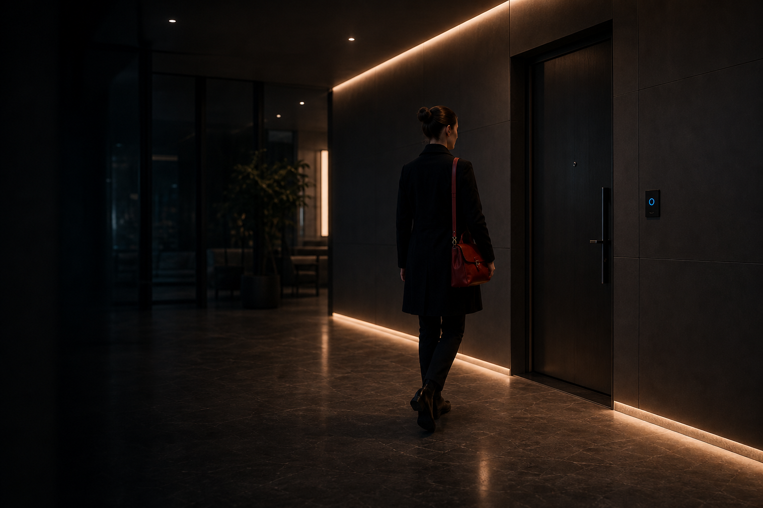 Smart keybox access beside premium apartment door — secure property operations beyond parcels