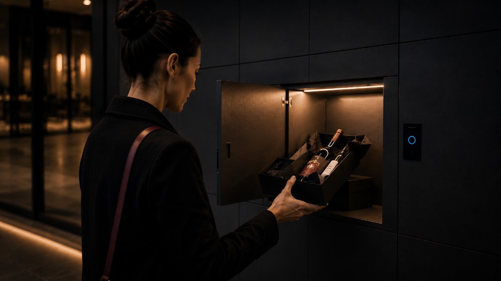 Resident retrieving a package from a Time Locker