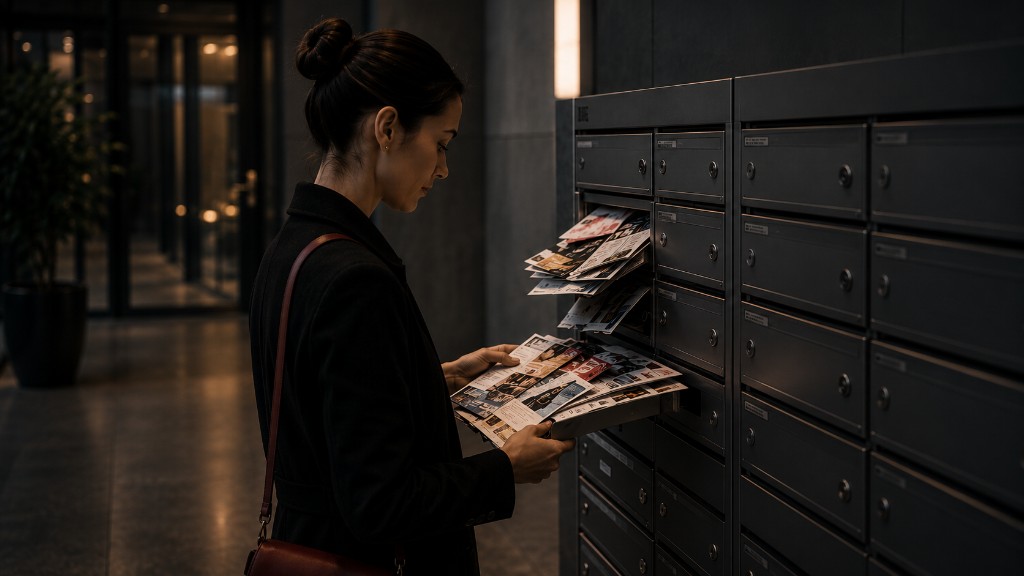 Overstuffed mailbox filled with paper catalogs and flyers