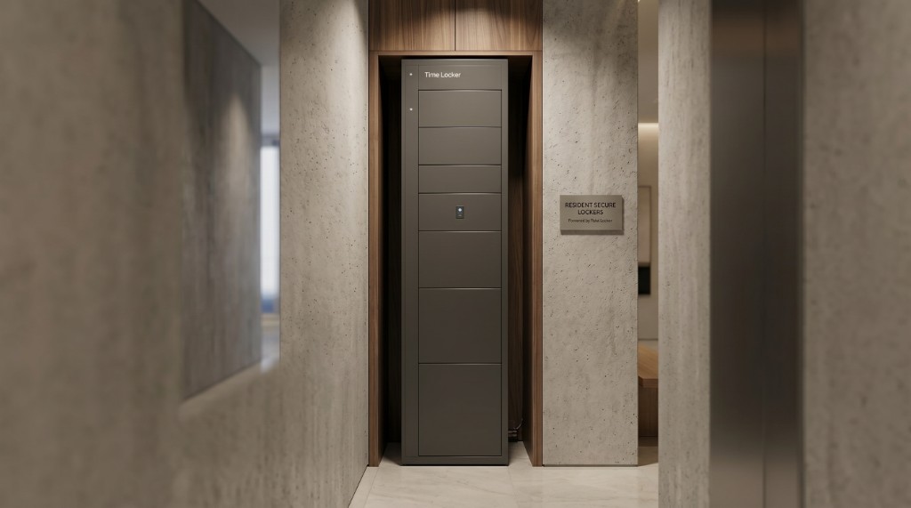 Residential building with Time Locker terminal and satisfied residents